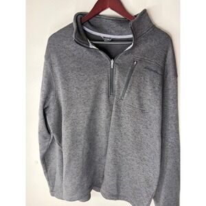 Eddie Bauer Mens XXL Gray Heathered Quarter Zip Fleece Pullover Sweater Jacket